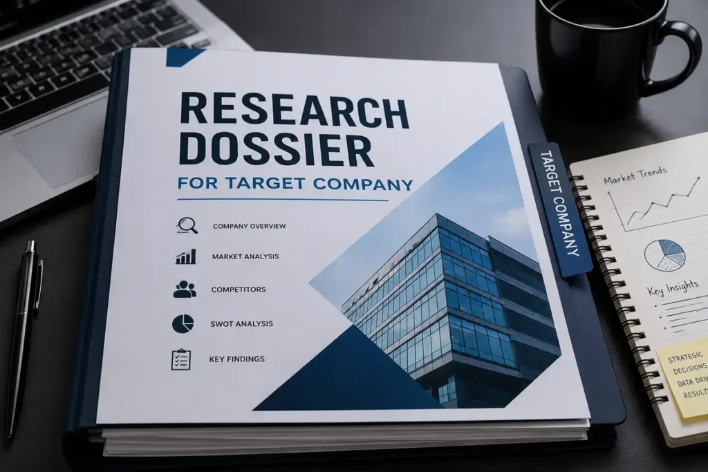 Research Dossier for Target Company Featuring Business Research and Market Analysis