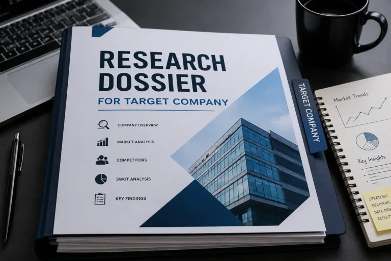 Research Dossier for Target Company Featuring Business Research and Market Analysis